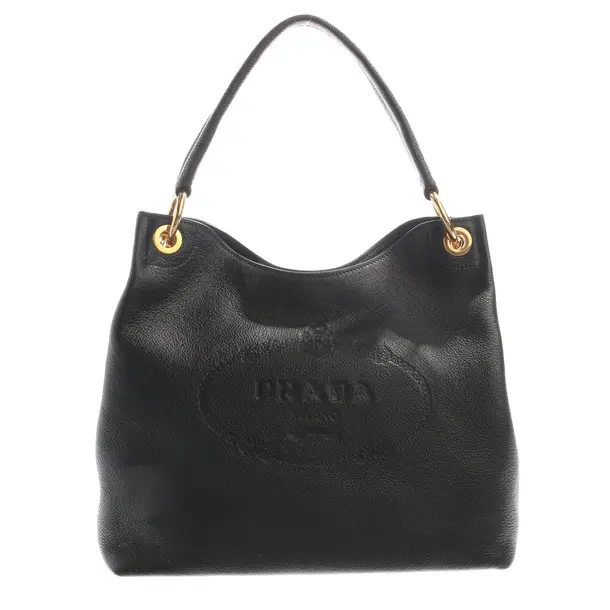 Schultertasche in Schwarz, Leder, Prada