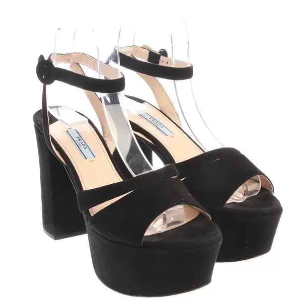 Heeled Sandals in Black, , Prada