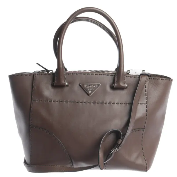 Shopper in Braun, Leder, Prada