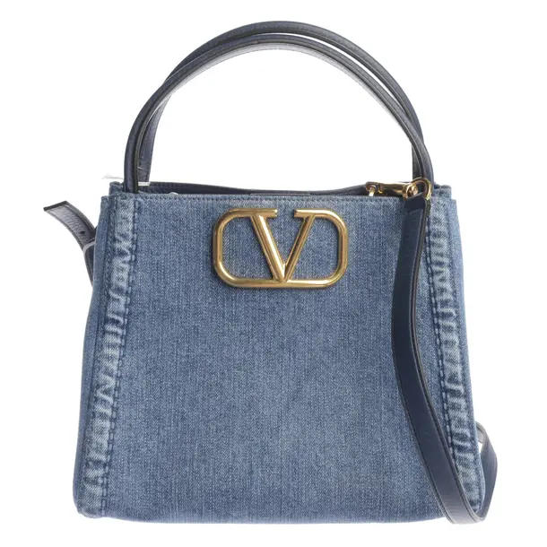 Handtasche in Blau, Baumwolle, Valentino