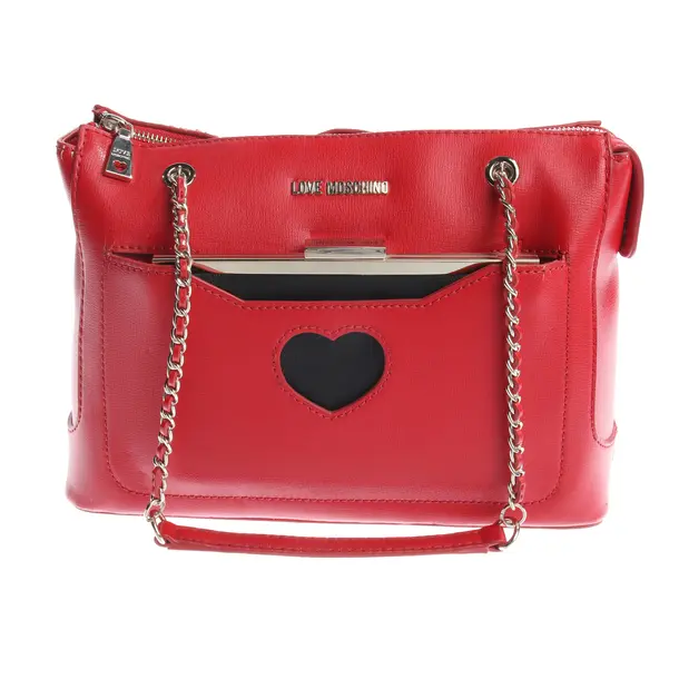 Shoulder Bag in Red, Leather, Love Moschino