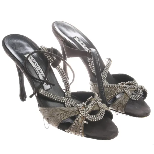 Sandaletten in Grau, , Manolo Blahnik