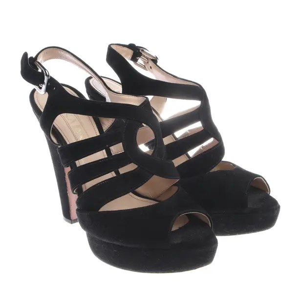 Heeled Sandals in Black, , Prada