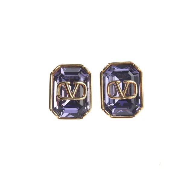 Earrings in Purple, Metal (metallic, metallized), Valentino