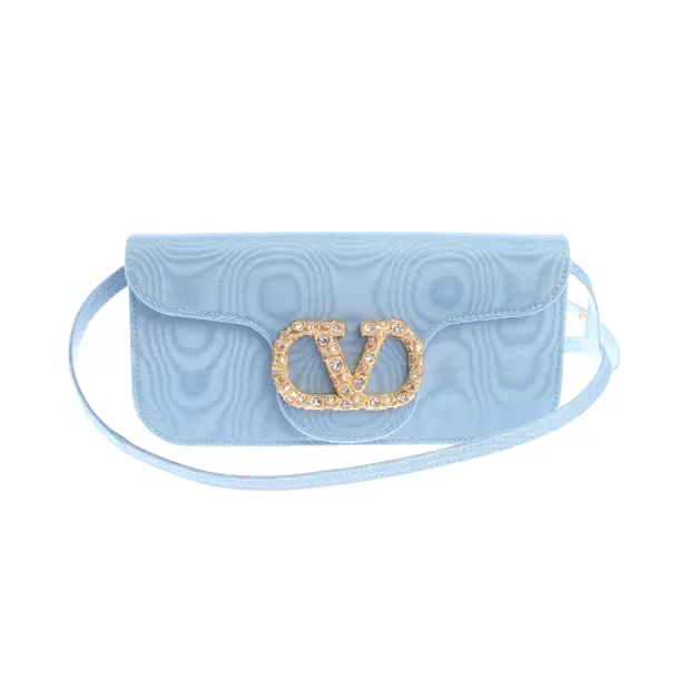Schultertasche, in Hellblau, Polyvinyl, Valentino