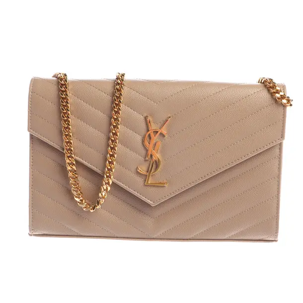Wallet on Chain in Braun, Leder, Saint Laurent
