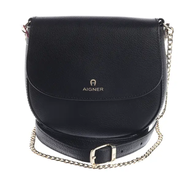 Schultertasche in Schwarz, Leder, Aigner