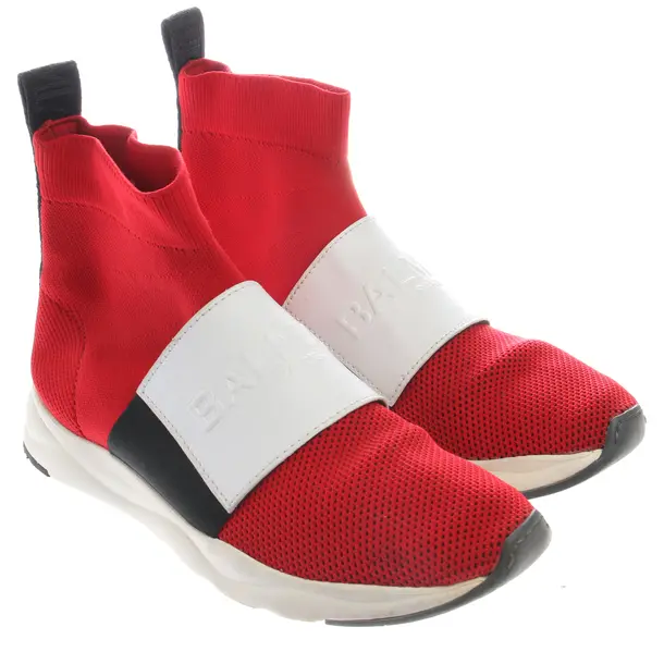 High-Top Sneakers in Red, , Balmain
