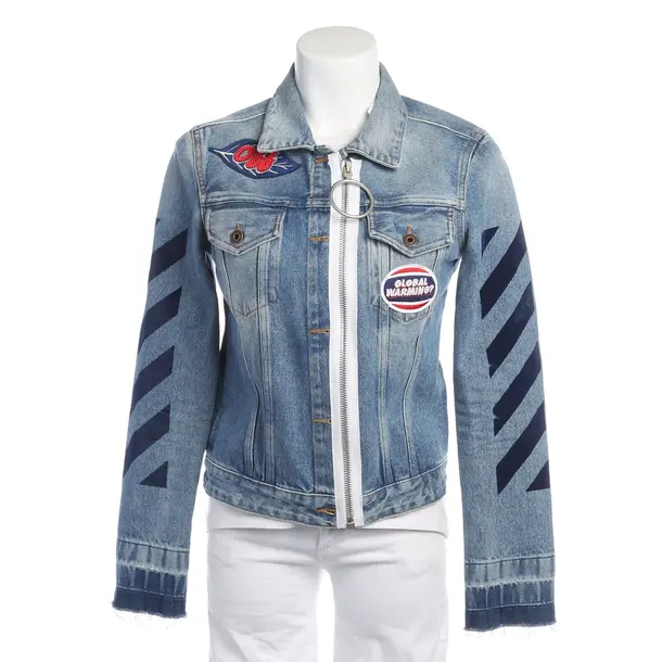 Jeansjacke in Blau, Baumwolle, Off-White