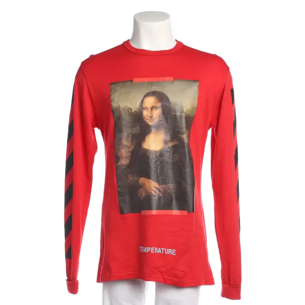 Long Sleeve Shirt in Red, Cotton, Off-White