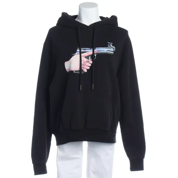 Hoodie in Black, Cotton, Off-White