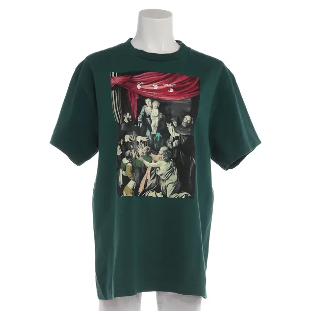Shirt in Green, Cotton, Off-White