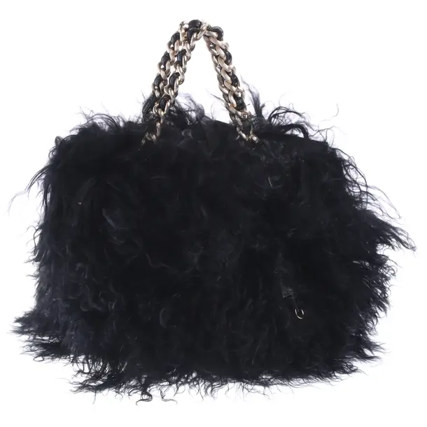 Handtasche in Schwarz, Fell, Ermanno Scervino