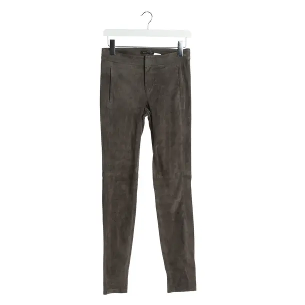 Hose in Grau, Leder, Strenesse