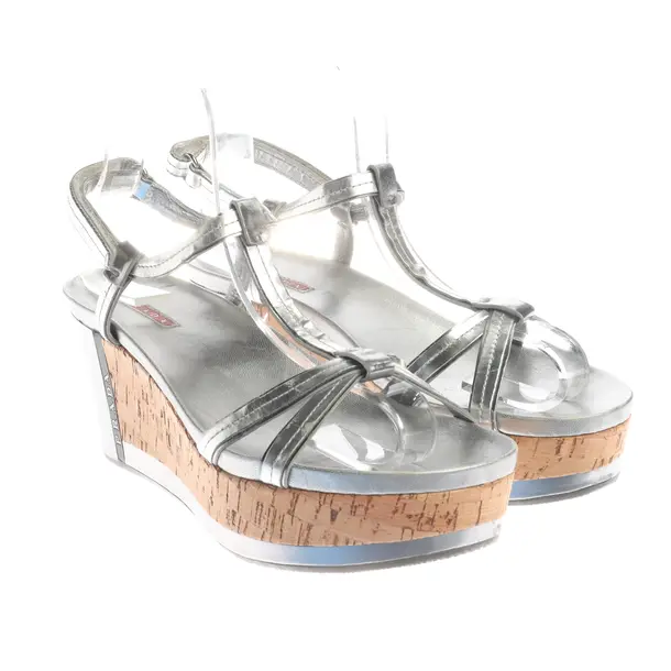 Wedges in Metallic, , Prada Linea Rossa