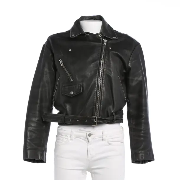 Giacca in pelle, in Nero, Pelle, Chiuso