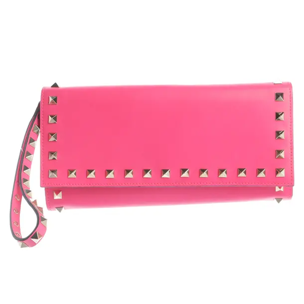 Clutch, in Neon Pink, Leder, Valentino