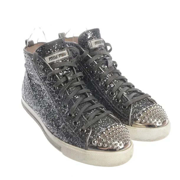 Sneaker alta, in argento, Miu Miu