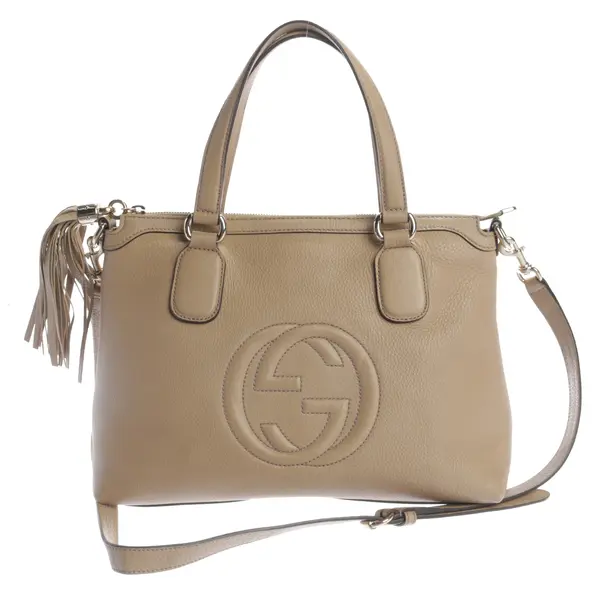Handtasche, in Beige, Leder, Gucci