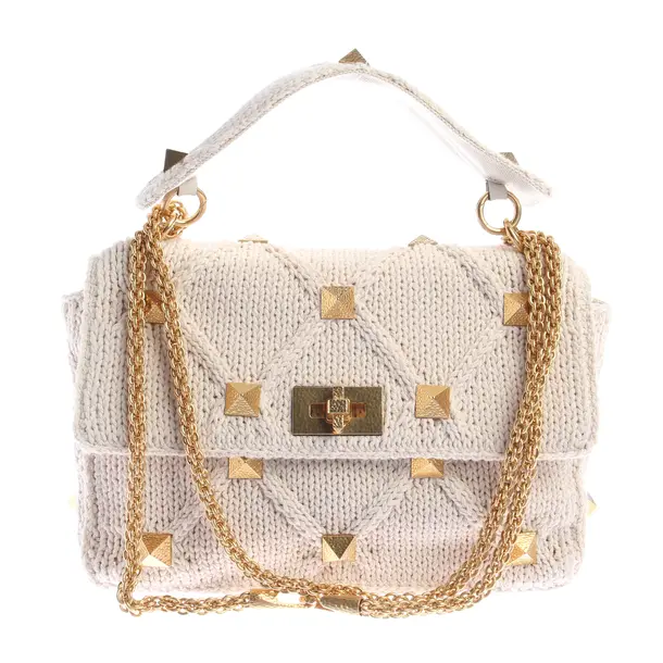 Schultertasche, in Beige, Baumwolle, Valentino