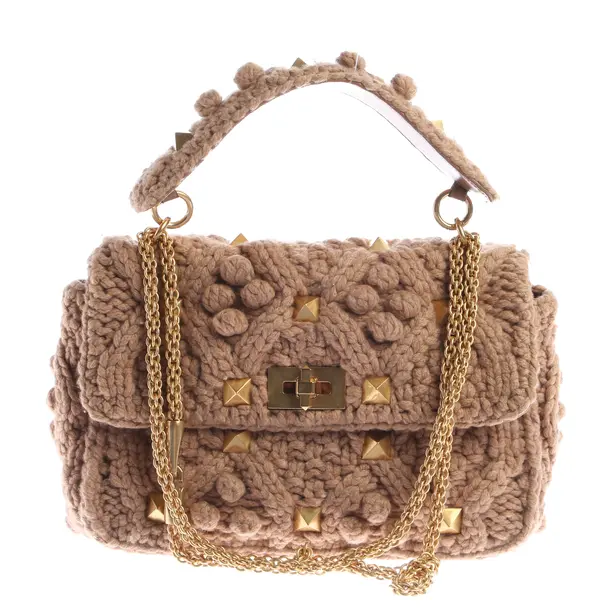 Shoulder Bag, in Light Brown, Cotton, Valentino