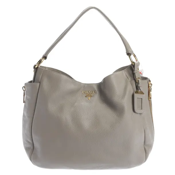 Shoulder Bag, in Gray, Leather, Prada