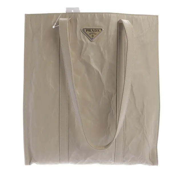 Shopper Bag, in Beige, Leather, Prada