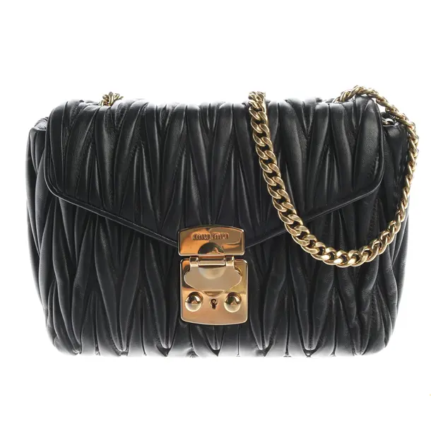 Schultertasche, in Schwarz, Leder, Miu Miu