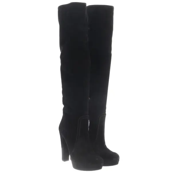 Overkneestiefel, in Schwarz, Prada