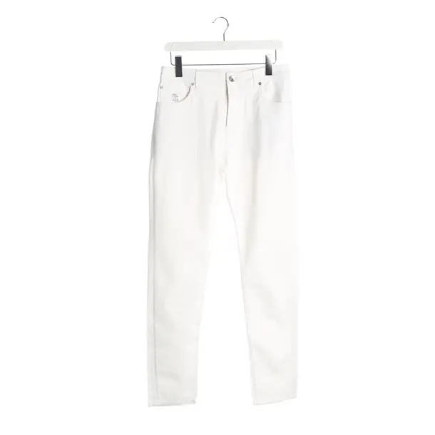 Slim Fit Jeans, in White, Cotton, Brunello Cucinelli