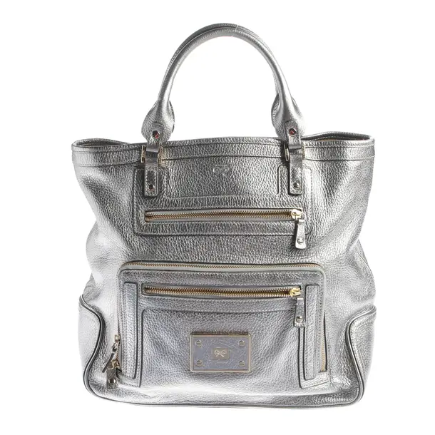 Handtasche, in Grau, Leder, Anya Hindmarch