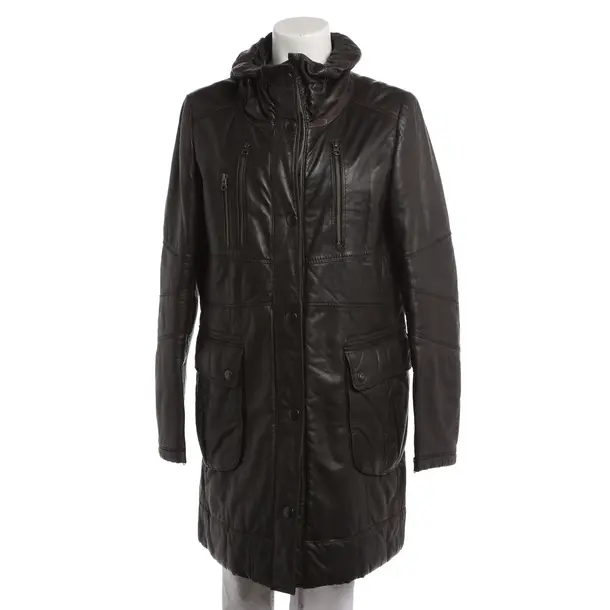 Leather Coat, in Dark Brown, Leather, Marc Cain