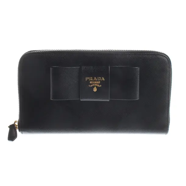 Wallet, in Black, Leather, Prada