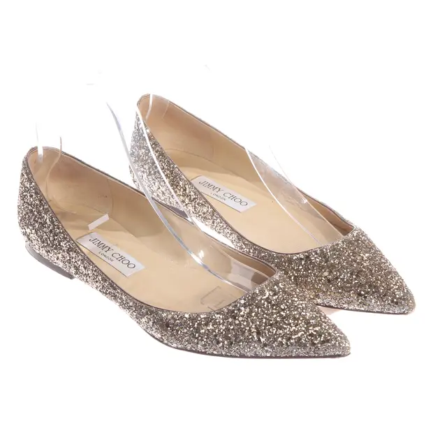 Ballerinas, in Gold, Jimmy Choo
