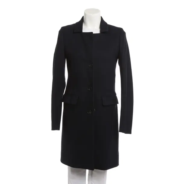 Mid-Season Coat, in Navy, Wool, Closed