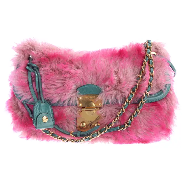 Shoulder Bag, in Pink, Fur, Miu Miu