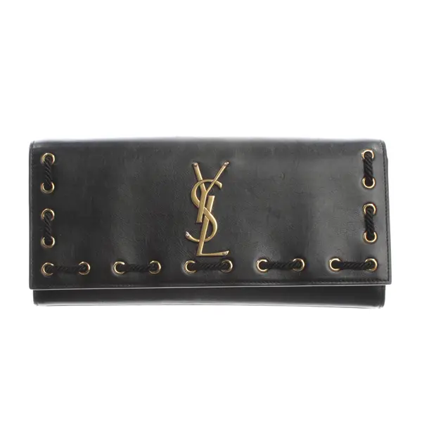 Clutch Bag, in Black, Leather, Saint Laurent