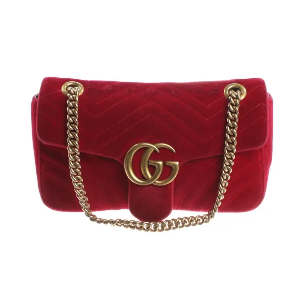 Schultertasche, in Rot, Samt, Gucci