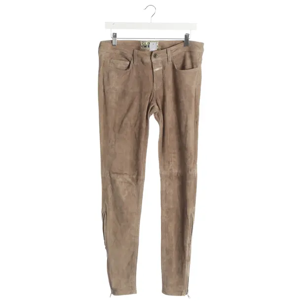 Hose, in Nude, Leder, Closed