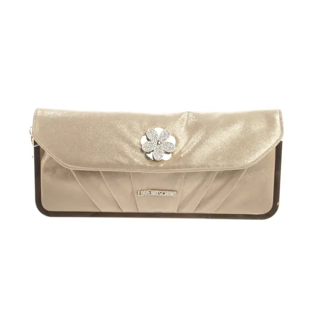 Clutch, in Gold, Polyester, Love Moschino