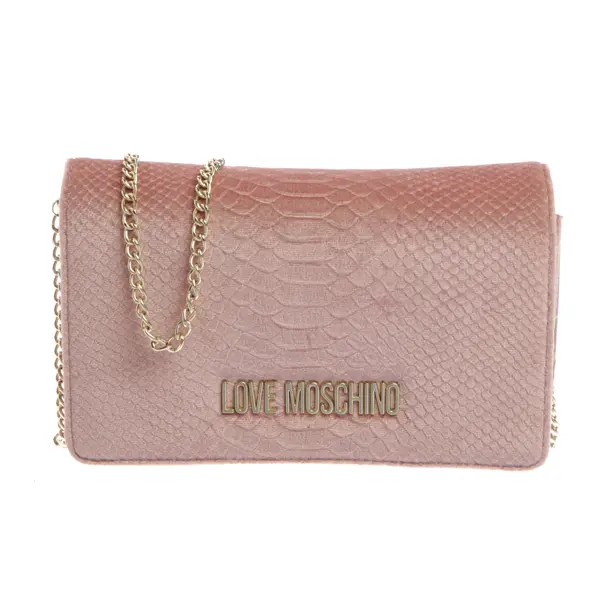 Borsa a cinture a tracolla, in Rosa chiaro, Cotone, Amore Moschino