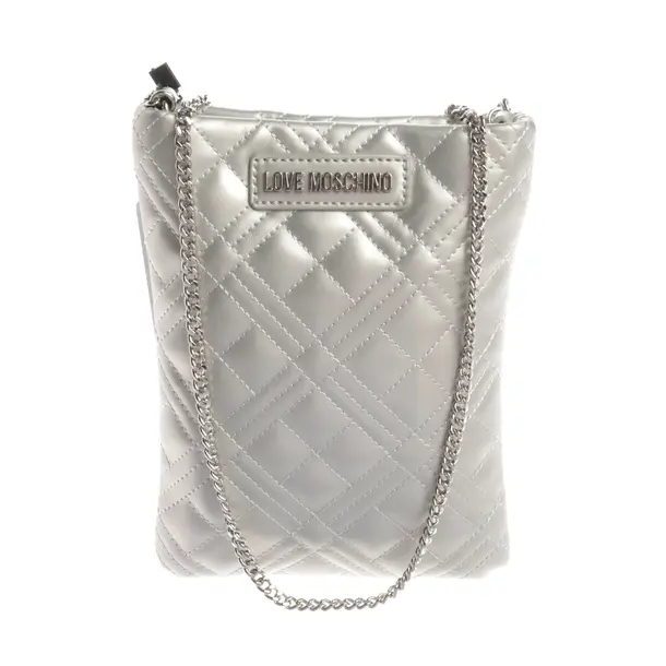 Evening Bag, in Silver, Polyamide, Love Moschino