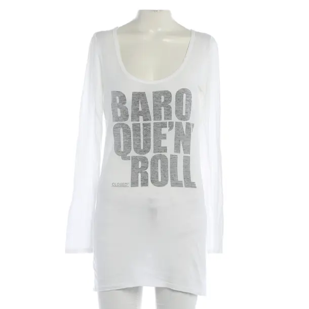 Long Sleeve Shirt, in White, Cotton, Closed