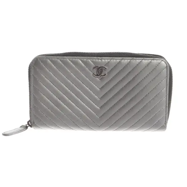 Wallet, in Gray, Leather, Chanel