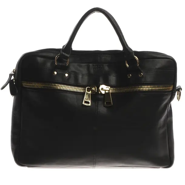Laptop Bag, in Black, Leather, Steffen Schraut
