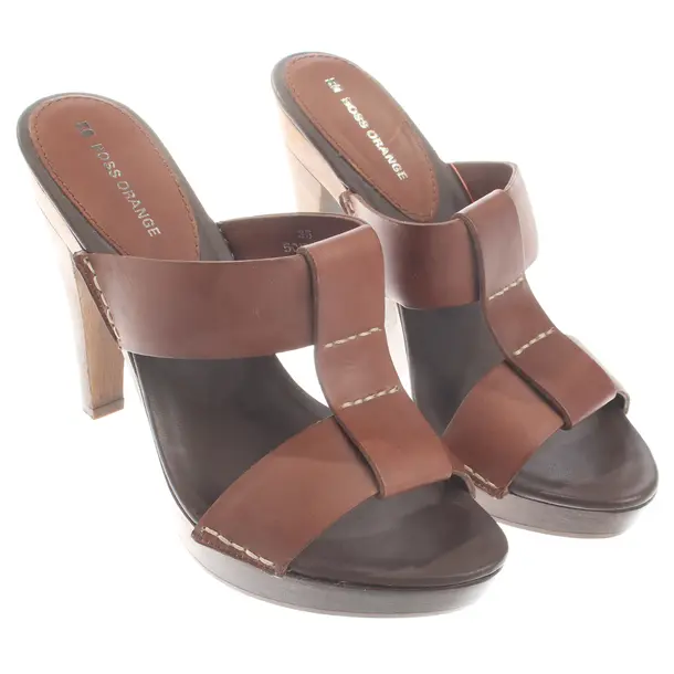 Heeled Sandals, in Light Brown, Hugo Boss Orange