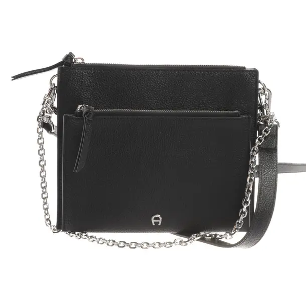 Schultertasche, in Schwarz, Leder, Aigner