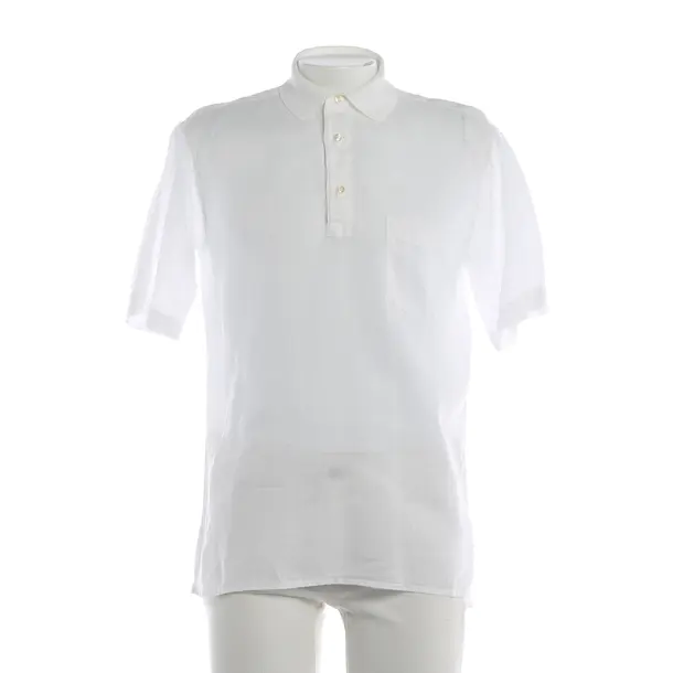 Polo Shirt, in White, Linen, Gran Sasso