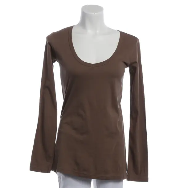 Long Sleeve Shirt, in Brown, Cotton, Closed