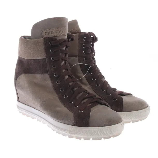 High-Top Sneakers in Brown, , Miu Miu
